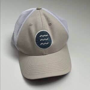 Free Fly Beige-y Blue and White Trucker Hat with Blue Patch